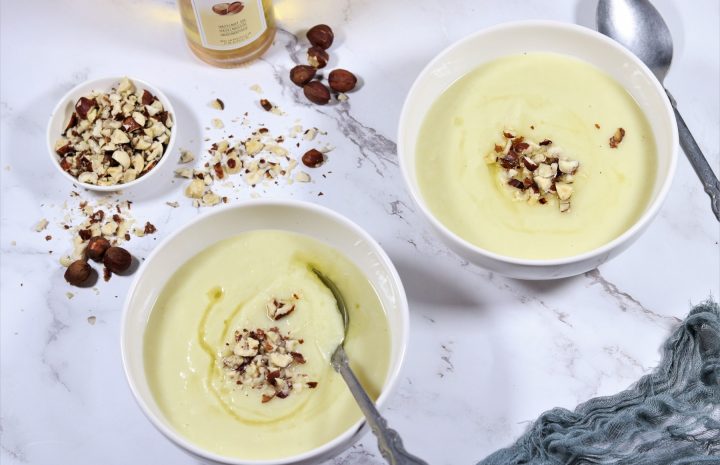Celeriac soup with hazelnut oil